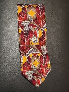 Ermenegildo Zegna Red and Yellow Patterned Tie